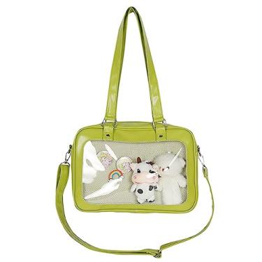 Imagem de TTCAYU Bolsa Ita Bag Kawaii com inserção de malha de alfinete, anime, bolsa tiracolo japonesa, bolsa uniforme JK, Verde