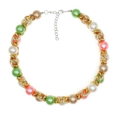 Imagem de Colar de pérolas grandes para mulheres, grande, grosso, colar de pérolas, bijuteria, simulação de pérolas, fios, corrente para casamento, festa de formatura, Pérola, Pérola sintética