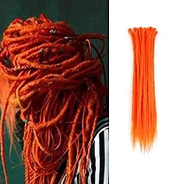 Imagem de Dsoar Extensões Dreadlock para mulheres/homens 12 fios feitos à mão sintético Dreads fashion hip-hop 50,8 cm crochê trançado cabelo (laranja)