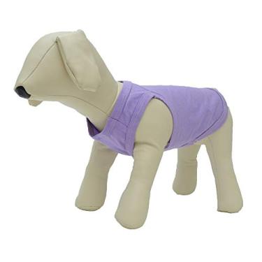 Imagem de Camisetas regatas para animais de estimação 2018 roupas para cachorro roupas em branco Top coletes para cães pequenos de tamanho médio grande 100% algodão colete de verão clássico (XGG, violeta)