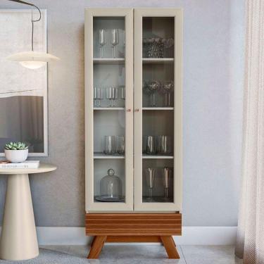 Imagem de Cristaleira Marsala 2 Portas 3 Prateleiras Freijó/Off White - Linea Brasil