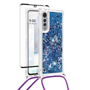 Imagem de Asuwish Capa de telefone para LG Velvet 5G/LGVelvet Verizon G5 UW T-Mobile 2020 com protetor de tela alça transversal Bling Liquid Glitter Clear Slim Protective Cell Cover LM G900UM 4G Tmobile