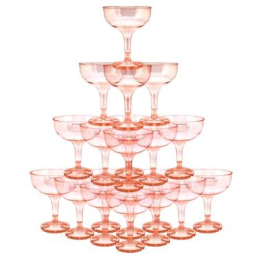 Imagem de KYAPCK 50 peças de copos de plástico champanhe para festas, copos descartáveis de champanhe de 140 g copos de martini de acrílico inquebráveis (vermelho)