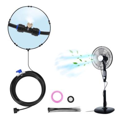 Imagem de Kit de sistema de nebulização de ventilador externo de 19,6 pés com 5 bicos, ventilador de névoa para pátio externo, ventiladores de névoa fria, ventilador de névoa de água para resfriamento ao ar