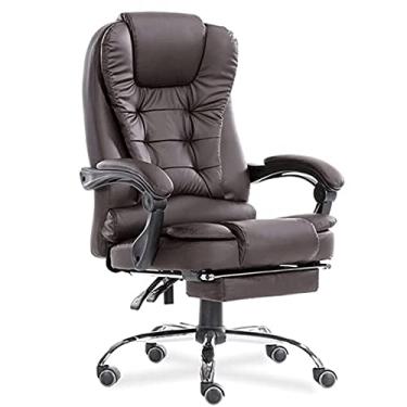 Imagem de Cadeira executiva de escritório, cadeira ergonômica para computador com apoios de braços, inclinação de altura ajustável e apoio para os pés retrátil para trabalho em casa e escritório