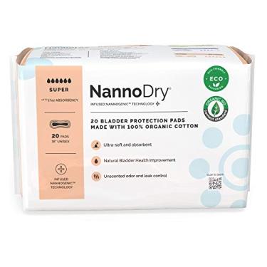 Imagem de NannoDry Absorventes naturais para incontinência – Absorventes para vazamento da bexiga de algodão orgânico – Almofadas para gravidez, pós-parto e menopausa para homens e mulheres – Superdry (20 unidades (pacote com 1))