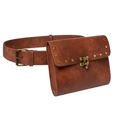 Imagem de Bolsa de cinto bolsa de cintura pochete medieval vintage bolsa de couro suporte para celular coldre cinto bolsa bolso casual caminhada festival renascentista fantasia adereços carteira viagem, H2 - Marrom, One_Size, Renascimento