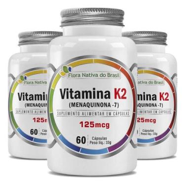 Imagem de Kit Vitamina K2 Menaquinona Mk-7 3X 60 Capsulas - Flora Nativa