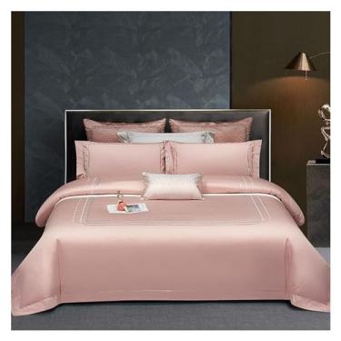 Imagem de Jogo de cama 100% algodão - 1200 fios, lençóis de cama de algodão egípcio luxuoso, macio, macio e refrescante, bolso profundo de 40,6 cm - 4 peças (rosa King)