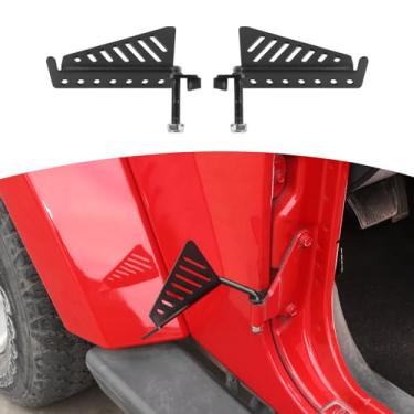 Imagem de RT-TCZ Pedal de descanso para pé dianteiro com dobradiça externa preta para Jeep Wrangler JK 2007 – 2017 (Treak)