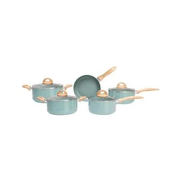 Imagem de Conjunto de Panelas 5 Peças Brinox Botanika com Antiaderente Cerâmico - Verde
