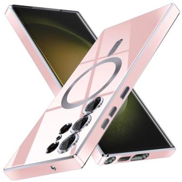 Imagem de YSLBWLE Capa para Galaxy S22 Ultra, [Compatível com Magsafe], [Proteção contra quedas de grau militar de 3,5 m] [Antiamarelamento] Capa protetora de luxo de TPU macio fino para Galaxy S22 Ultra-Pink