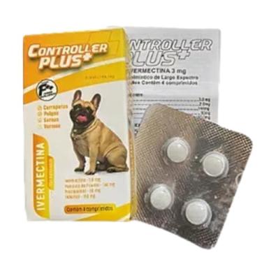 Imagem de Controller Plus - Remédio Anti Pulgas, Carrapatos, Vermes E Sarnas 4 Comp 15kg