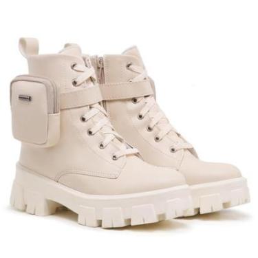 Imagem de Bota Feminina Coturno Tratorada Cano Médio Cadarço Casual-Feminino