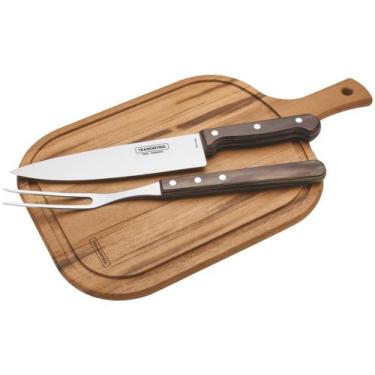 Imagem de Jogo Churrasco 3 Pcs Polywood Castanho Sortidos Com Laminas De Aco Ino