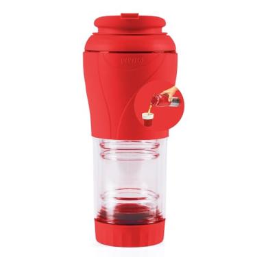 Imagem de Cafeteira Portátil Pressca 350 ml, com isolamento térmico. Filtro reutilizável de inox. Infusora de chá manual. Livre de BPA. 22 cm de altura.