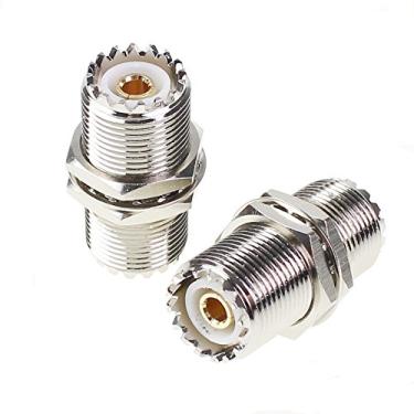 Imagem de Conector UHF porca fêmea anteparo montagem em painel para SO239 Jack RF cabo coaxial adaptador plugue para PL-259 (pacote com 2 peças)