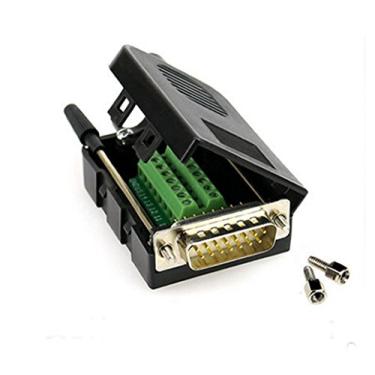 Imagem de D-SUB DB15 VGA macho fêmea 2 fileiras 15 pinos plugue para conectores de placa breakout terminal (macho + parafuso + porca - pino sólido)