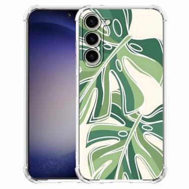 Imagem de Capa Monstera Leaves compatível com Samsung Galaxy S23, capa minimalista de arte de linha de plantas para homens mulheres adolescentes, capa protetora de TPU moderna para Galaxy S23