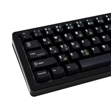 Imagem de GEKUCAP Teclas PBT 129 Teclas Minimalistas Pretas, Sublimação de Tintura, Teclas Personalizadas, Perfil Cereja Conjunto de Teclas para Teclado Mecânico Cherry Gateron MX Switches (Royal Typewriter