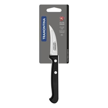 Imagem de Faca Para Tornear Tramontina Ultracorte Com Laminas Em Aço Inox E Cabo De Polipropileno Preto 3"