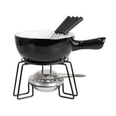 Imagem de Jogo Panela Conjunto Fondue 8 Peças Cerâmica Sofisticado (PRETO)