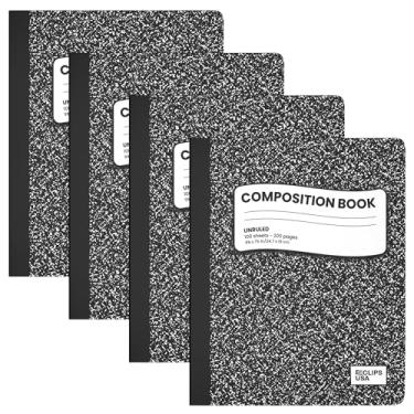 Imagem de E-CLIPS USA Cadernos de composição, caderno de composição sem pautas, caderno de composição de mármore de capa dura, 100 folhas, 24 x 19 cm (4)