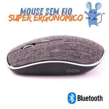 Imagem de Mouse sem Fio Wireless e Bluetooth Optico Ergonomico 1600 Dpi Oex Twil