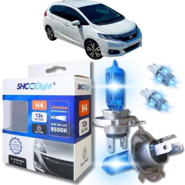 Imagem de Kit par lâmpadas super branca conector h4 8500k shocklight + par leds 