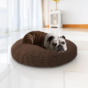 Imagem de Muddy Mat® Cama Cloud K-9 para cães e gatos, cama macia e relaxante, material de chenille, capa removível, lavável e segura na secadora – marrom pequeno (25'x25')