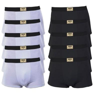 Imagem de Kit 10 Cuecas Boxer Di Nuevo Algodão Premium 5 Brancas e 5 Pretas, Cor