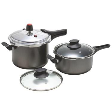 Imagem de Kit Jogo de Panelas de Pressão 3L e 4,5L com fechamento externo e tamp