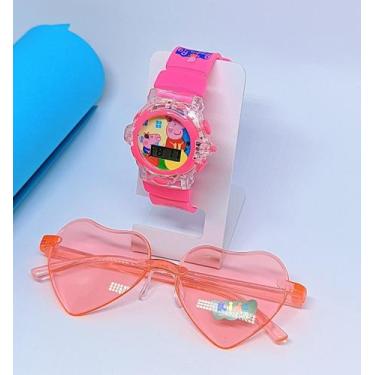 Imagem de Kit Relógio Infantil Digital Pisca Luz Led Princesas Disney + Óculos d