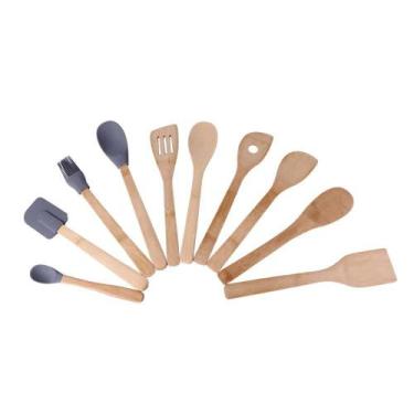 Imagem de Kit Utensílios Bambu com 10 peças - A/CASA - ACASA