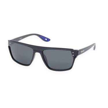 Imagem de Óculos de Sol King One Polarizado Esportivo Masculino design médio com Proteção UV400 - Kit contém Case Couro ECO (Preto/Azul)