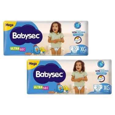 Imagem de Kit 2 Fraldas Babysec Galinha Pintadinha Ultrasec Mega Tamanho XG 30 u