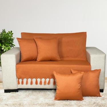 Imagem de Kit 2 Mantas Para Sofá Peseira Decorativa Com 4 Capas de Almofada - Mi
