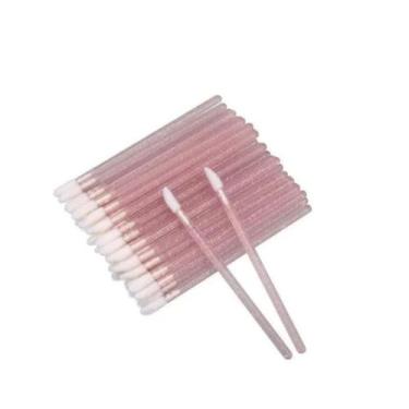 Imagem de  Kit 50 Bastão Glitter Pincel Aplicador Descartável Batom Gloss Extens