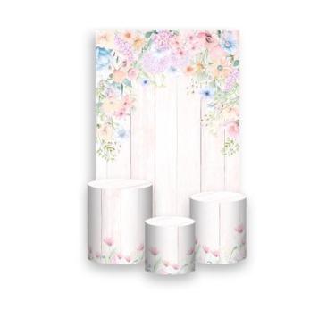 Imagem de Painel De Festa Vertical 1,50 x 2,20 + Trio De Capas Cilindro - Jardim
