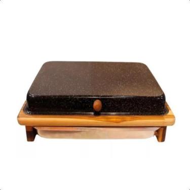 Imagem de Tabua De Carne Corte Churrasco Rustica Com Bandeja E Tampa Preta - OFF