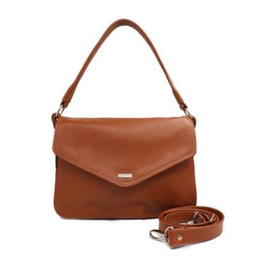 Imagem de Bolsa feminina de ombro de couro caramelo Cloe - Zaia