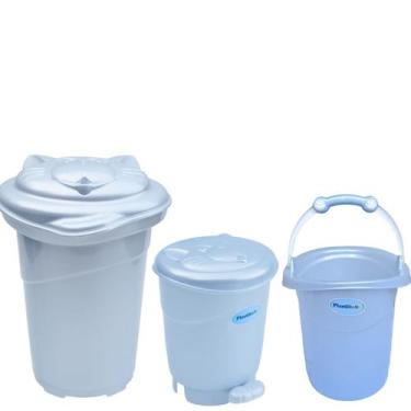 Imagem de Cesto de Roupa com balde 11 litros lixeira pedal organizador - PLASTBR