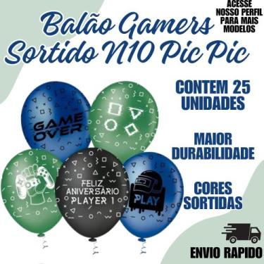 Imagem de Balão Pic Pic Jogos Sortido N10 C/25un Festa Aniversario - Crgfestas