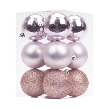 Imagem de Badiman 12Pcs Bolas de Natal Ornamento Decorativo Baubles Xmas Decorações de Árvore de Natal para Casamento Interno ação de Graças Casa, Rosa