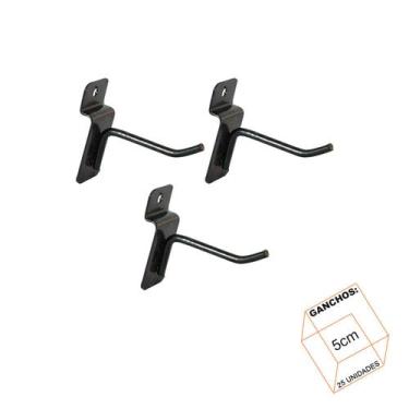 Imagem de Gancho Para Painel Canaletado 5cm Preto Kit 25 Unidades - LM Balcoes