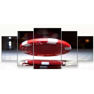 Imagem de Kit quadro decorativo 5 peças 95x60cm Ficha De Poker