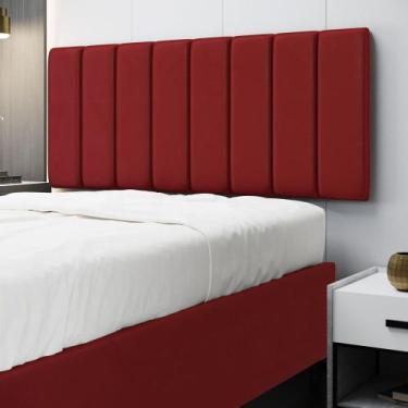 Imagem de Painel Nashira 140 Veludo Aradecor, Vermelho, CASAL PADRãO