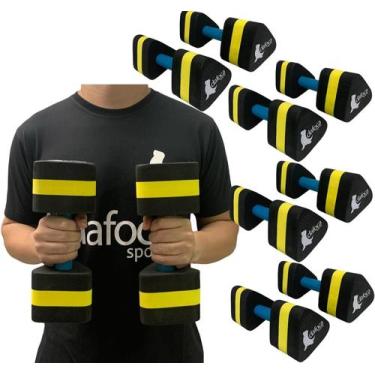 Imagem de Kit 4 Pares Halteres Hidroginástica em EVA 2 à 3kg DF1105-M Preto/Amar