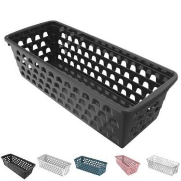 Imagem de Cesto Organizador Multiuso Decorativo Pequeno Comprido p/ Gaveta Armár