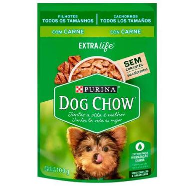 Imagem de Ração Úmida Sachê Dog Chow Sabor Carne para Cães Filhotes 100g - PURIN